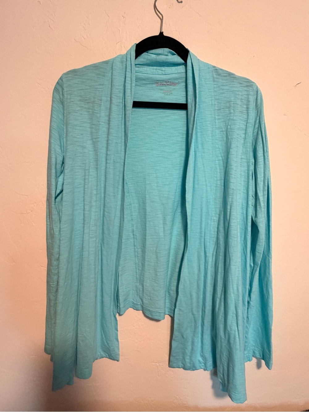 Lilly Pulitzer Aqua Open-Front Lightweight Cardigan